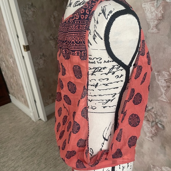 FREE PEOPLE SOUL OF THE SUN MIX PRINT SLEEVELESS BODY SUIT LARGE ORANGE COMBO - Picture 7 of 7